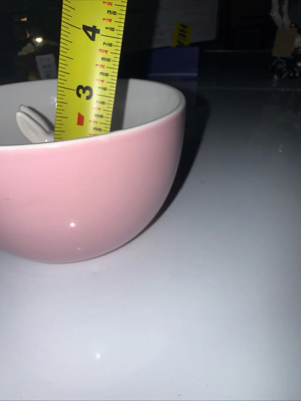 Kcare Pink & White Stoneware Bowl w Bunny in the Center See Pics For Measurement